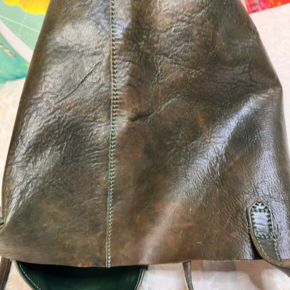 Floto Italian Leather Tote Green Patina Made in Tuscany - Picture 4 of 13